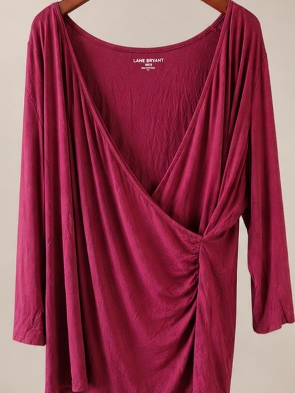 Lane Bryant plus-size top in a rich berry/wine color. 26/28W